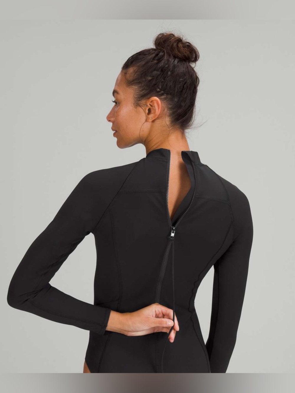 Lululemon Long Sleeve Zip Back Paddle Suit Medium Bum Coverage size 4 Black BLK - Picture 5 of 6
